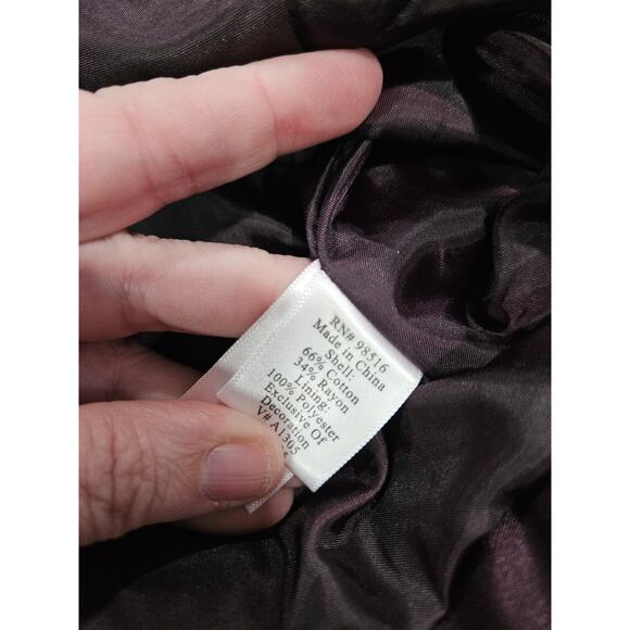 Coldwater Creek Purple Velvet Jacket Women’s Sz 16 Zip Front Classic Jewel tones - Picture 3 of 6